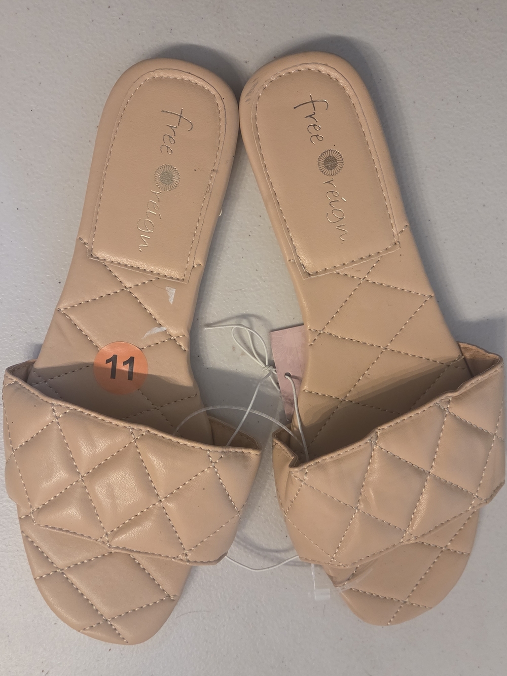 Vintage Women's Quilted Slide Sandals‎ - Nude Size 11 Flip Flop Soft